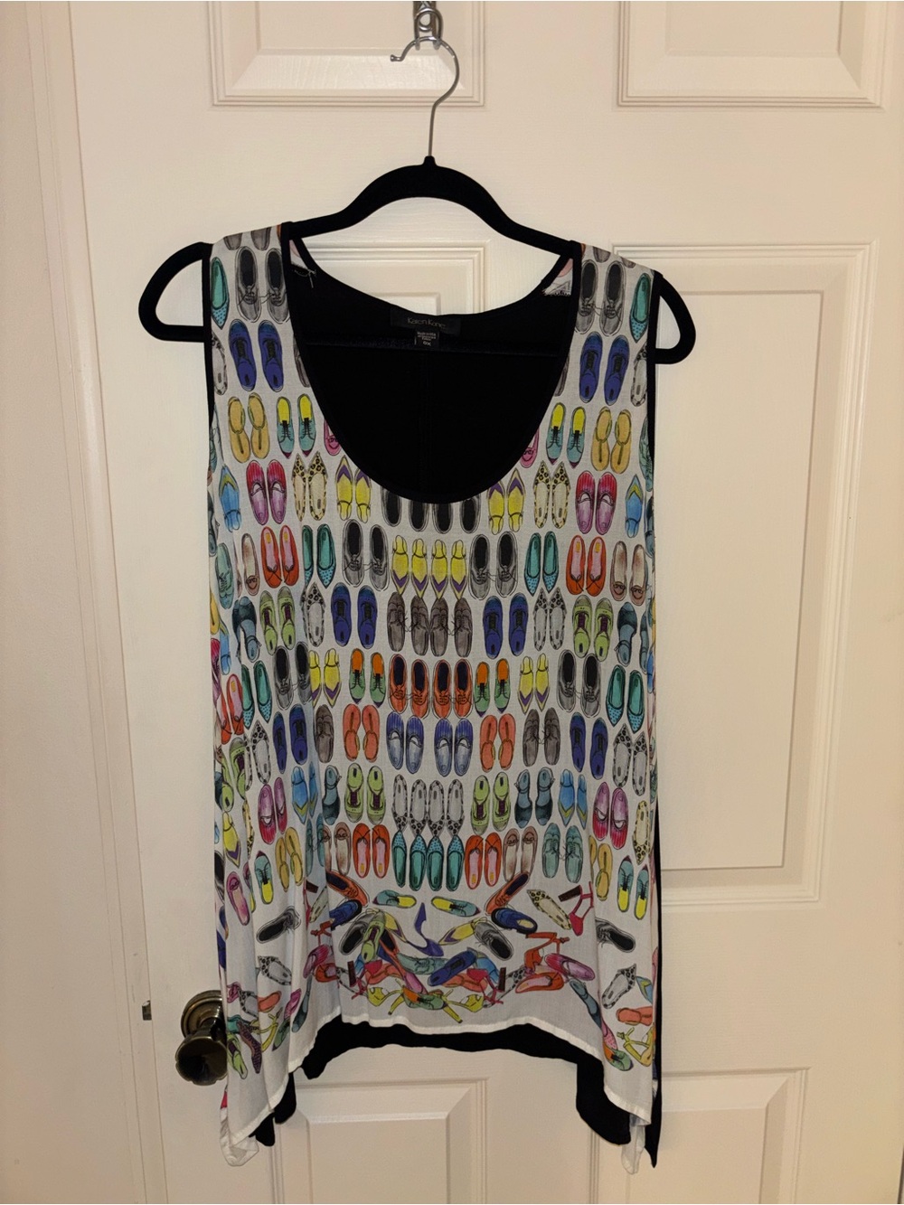 Karen Kane Colorful Shoe Print Sleeveless Top